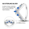 Wedding Rings 2024 Luxury Blue Zircon Crown Finger V-shaped Drop Ring Women Silver Color Jewelry Gift For Girlfriend Trend