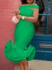 Повседневные платья Женщины Bodycon Trumpet Plore Midi вечеринка сексуальная русалка с русалкой без спины с рыбной хвост на одно плечо. Вечерний день рождения знаменитость Взлеточка