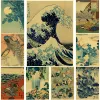 Vintage Japan Art Affiche Vue soirée sur le mont / Kanagawa / Great Wave / Frog / Bird / Waterfall Prints Home Room Decor Art Wall Wall