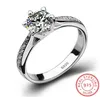 Solidny 925 Pierścień srebrny 1ct klasyczny styl Diamentowa biżuteria Moissanite Pierścień Weddna Pierścień Anniversary Pierścień dla kobiet Prezent 8942275