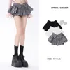 Bow Grey Fluffy kjol söta söta kvinnor Slim Lowwaisted Ruffled Edge Preppy Style Korean Fashion Pure Desire Summer Drop 240403