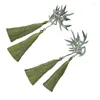 Haarklammern Quasten Flache Clip Haarnadel traditionelle dekorative Kopfschmuck Bündel eleganter Bambusblatt Hxba