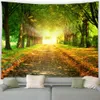 Forest Landscape Tapestry Waterval Maple Bladeren Lake Mountain Herfst natuurlandschap