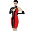 Abiti casual 23 colori elegante abito midi Qipao Nuota Collaro mandarino BodyCon COPHCON COTCHWORK DONNE SEXY PVC con guanti