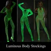 Meias corporais magic luminosas para mover uma malha de uma peças, veja através do bodysuit Fancy Glow in the Dark Nightwear Lingerie