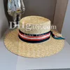 Chapeau de paille Designer Raffiah Bucket Hat Luxury Summer Beach Hat Femme Femme Paille plate Paille avec ruban de soie