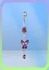 6 kleuren Mix kleuren navel navel ringen body piercing sieraden bengelen accessoires mode charme vlinder 20pcslot5871108