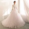 2024 abiti da sposa in pizzo sexy femminile nuovo lussuoso abito bianco long abito lungo manica sexy in pizzo sexy una linea abiti da treno a pieghe a pieghe da sposa da sposa plus size sposa vestido de noni