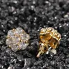 18K Real Gold Hiphop CZ Kolczyki dla mężczyzn dla mężczyzn i dziewcząt Prezenty Diamentowe kolczyki Studs Punk Jewelry4149641