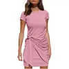 Casual Dresses Pleated Amazon Irregular Dress Short Sleeve