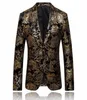 Gold Blazer Men Floral Casual Slim Blazers Ankomst Fashion Party Single Breasted Manlig kostym Jacka PS Size Blazer Masculino3596549