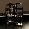 Boîte de rangement de bijoux pliable, porte-écran d'écran en panneau, rangement de bureau pour boucles d'oreilles et collier, porte-organisateurs de bijoux