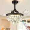 Lussuoso ventilatore a soffitto del lampadario in cristallo oro con telecomando - elegante findelier per camera da letto e soggiorno - 3 velocità, 3 luci - 42 pollici