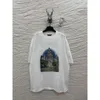 Versão correta B Notre Dame Impressão de alta definição Castelo de manga curta Camiseta clássica de algodão homens mulheres gordura grande