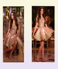 Rose Pink Princess Short Prom Dresses Bateau Neck Off Shoulder Gold Appliques Beaded Satin Short Cocktail Dresses Party Dresses2561759