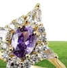 Bröllopsringar Elegant Female Purple Crystal Stone Ring Vintage Yellow Gold Color for Women Luxury Small Oval Engagement9826327