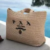 Luxus -Dreieck -Handtaschen Designer -Einkaufstaschen für Frauenstrohgeflügel Raffias Top Griff Beach Bag Shopper Weekender Großer Einkaufstaschen Designer Crossbody -Umhängetasche