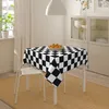 Racing Flags Black and White Grid Square Tablecloth Home Kitchen Decor Waterproof Table Cover for Outdoor Party Picnic Camping