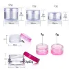 10pcs 2/3/5/10/15/20g pequenos frascos de cosméticos plásticos transparentes com tampas vazias mini recipientes de amostra redonda para cremes