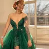 Party Dresses Exquisite Green Luxury Cocktail Ball Gown Prom Dress With Detachable Tail Formal Occasion Sweep Train Evening