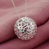 Pendants Classic 925 Sterling Silver Necklaces Charm Jewelry 18 Inches Hollow Ball Pendant Fashion Women Party Christmas Gifts