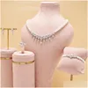 Wedding Jewelry Sets Tirim Pearl Necklace For Women Cubic Zirconia Set Party Engagement Dress Suits Dubai 240202 Drop Delivery Dhsds