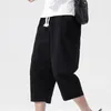 メンズパンツサマーブリーチカジュアルコットンとリネンルーズ韓国スタイルのトレンド9ポイントストレートズボン4xl