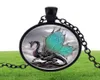 Pingentes longos Time Gem Colar Animal Dragon Blue Dragon convexo Redonda de vidro artesanal Três do 7424917