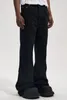 남자 바지 하이 스트리트 디자이너 착용 어두운 스타일 패션 브랜드 캐주얼 느슨한 느슨한 약간 플레어 씻는 청바지