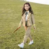 Clothing Sets Girls Coat Pants Kids Suits 2PCS/Set 2024 Cute Spring Autumn Cotton Teenagers School Uniforms Children