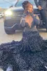 Sparkle Lacivert Pullu Kristaller Denizkızı Balo Balo Elbiseleri Siyah Kızlar İçin 2024 Akşam Partisi Önlükleri Sheer Jewel Boyun Boncuklu Vestidos de Bal BC18586