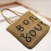 2024 New Letter Woven Bag Single Shoulder Beach Grass Woven Bag Simple and Elegant 240412