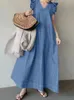Style Womens Long Kleid im Frühling Sommer des modischen und einfachen Korea lässigen eleganten Roben Aline 240412