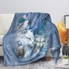 Print wolf patroon king queen size all super zacht lichtgewicht deken voor bed sofaalarm