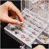 Jewelry Boxes Transparent Box Portable Showcase Large Capacity Rings Display Necklace Earring Storage Dustproof Case Drop Delivery Pa Dhnni