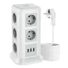 Запчасти Tessan Tower Power Strip Vertical Eu KR Plugure MultiTap Outlets с USB -портами Удлинительное кабель 2M Зарядное устройство для дома для дома