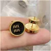 Stud 18K Gold M Brand Letters Designer Earrings For Women Retro Vintage Luxury Round Circle Double Side Wear Chinese Earring Earings E Ottva