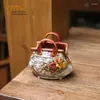 Dekorativa figurer Europeisk pastoral handgjorda Rose Relief Glazed Bag Flowerpot Artistic Flower Ware
