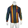 Chemises décontractées masculines 2024 Frewing Trade Cross-Border Shirt Fashion Colorful rayé à manches longues Street