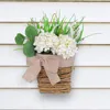 Dekorative Blumen Blumenkorb für Haustür Realistische Creme Hortensie Kleiderbügelkranz Veranda süß