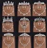 Set di gioielli da sposa Tiara perle e corone Collana e orecchini Set Head Wedding Jewelry King Queen Princess Crown Women Party3444175