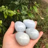 Dekorativa figurer 1st Natural Polished Blue Celestite Crystal Egged Stone Prov Healing Decor Stones and Minerals