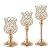 Candelas Candelabras Gold Crystal para Centrões de casamento Mesa de lareira Tabela de casas decorativas Diretas de entrega de castelas dhws5