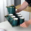 SET DI ATTUALI A TEFE SET CAFFe Set in porcellana verde 1pot 6cups 1 Valuto manico da tè da tè in ceramica tazza tazza coffeeware regalo di nozze bevande