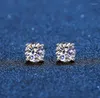 Stud Real Moissanite Oreing Brings 14k blanc Gold plaqué argent sterling 4 Porging Diamond Earge pour femmes Men Oreille 1CT 2CT 4CTSTUDSTUDS9201222