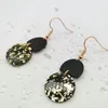 Dangle Earrings Resin Sheet Black Glitter Sparkling Color Earring For Women Girls Gold Plating Fashion Gift 2024 Style HE22024