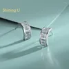 Stud Earrings Shining U S925 Silver Zircon Gems For Women Fine Jewelry Birthday Gift