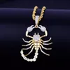 Pendentif Hip Hop Scorpion Animal avec collier en or jaune 18K