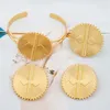 Necklace Earrings Set African Gold Color Jewelry For Women Clip And Bangle Ring 3Pcs Bride Weddings Accessories