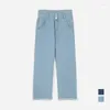 Jeans femminile abbigliamento a gamba a gamba a largo a gamba a vita alta versatile versatile gamba dritta blu pantaloni in denim